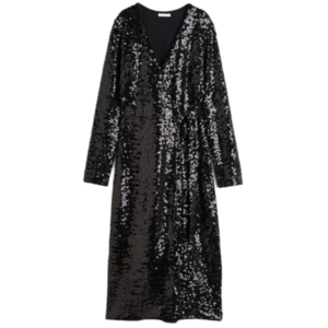 NWT Small H&M Black Sequined Wrap Dress